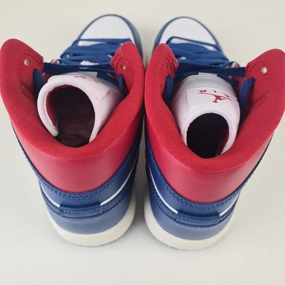 Nike Air Jordan 1 Mid Blue Red Women's Basketball Sneakers - Picture 6 of 12